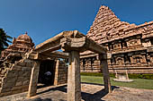 The great Chola temples of Tamil Nadu - The Brihadisvara temple of Gangaikondacholapuram. The Kailasa South (Tenkailasa) shrine with the great vimana towering behind. 